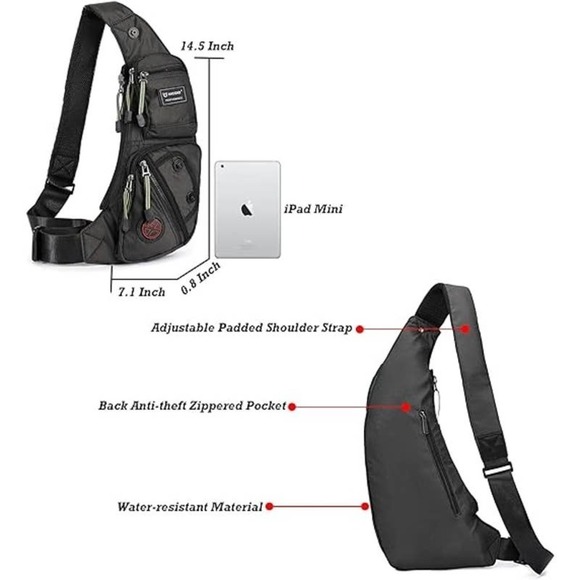 Unisex Nylon Green Mini Chest Shoulder Water-Resistant Sling Bag Ship Today - Picture 6 of 6